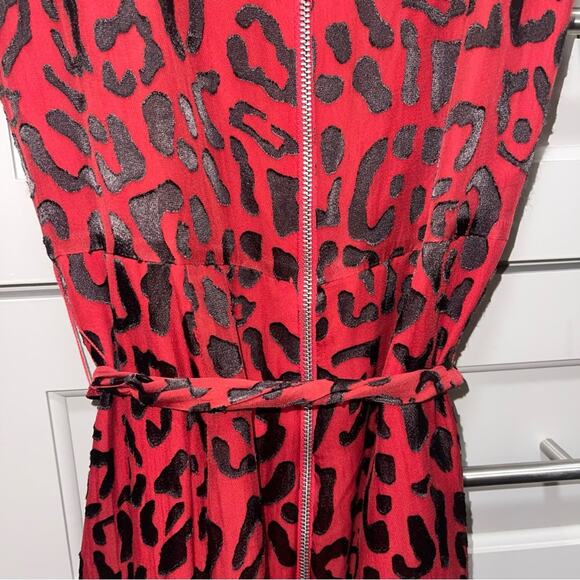 ALICE + OLIVIA Brooks Leopard Animal Print Fit & Flare Red Dress Size 4 - Picture 8 of 11